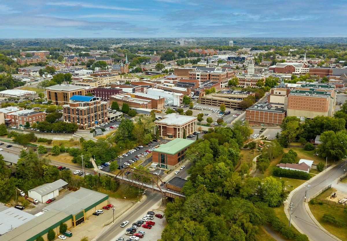 aerial view of Clarksville TN